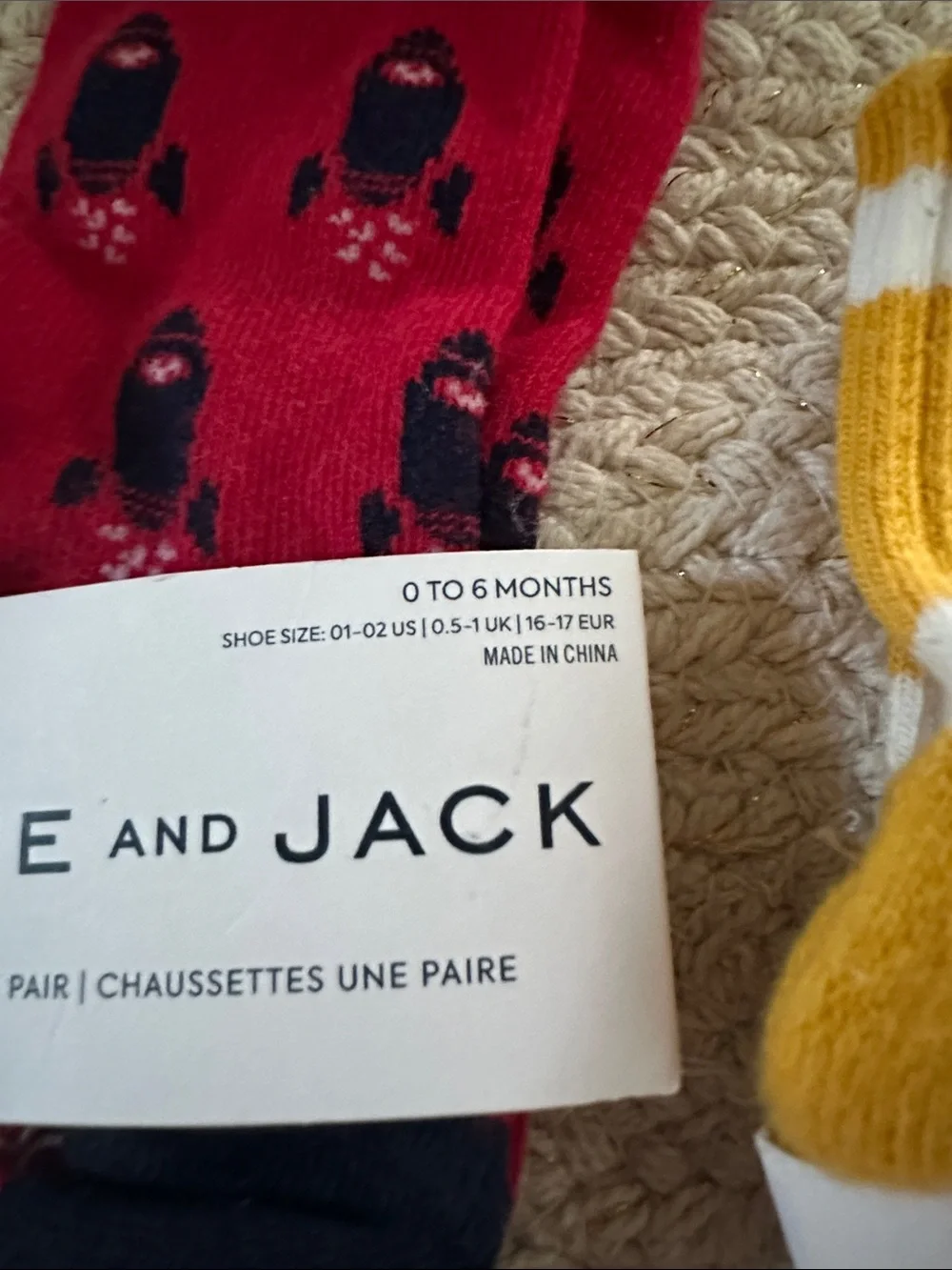 Janie and Jack Red and Mustard Yellow Kids' Crew Socks - 2 Pack NWT